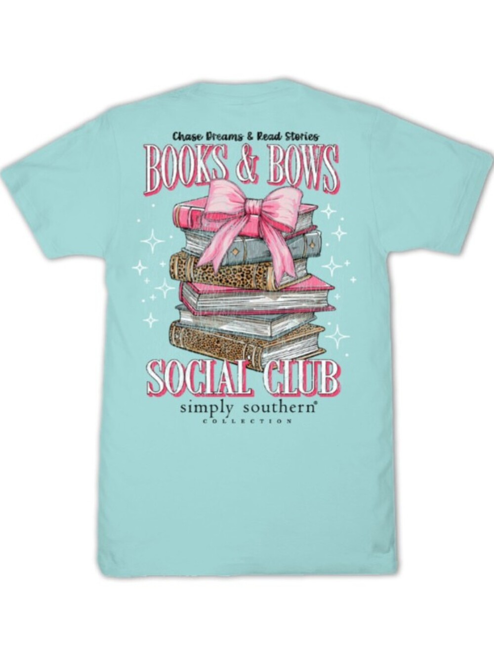 Assorted Sizes-Simply Southern Books & Bows Aqua T-Shirt-NWT - Picture 5 of 9